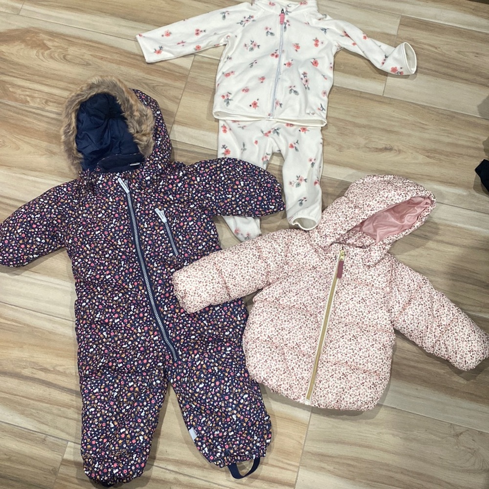 Bundle: 9-12 year old HM winter wear: 1) snow suit 2) puffer jacket 3) fleece pj